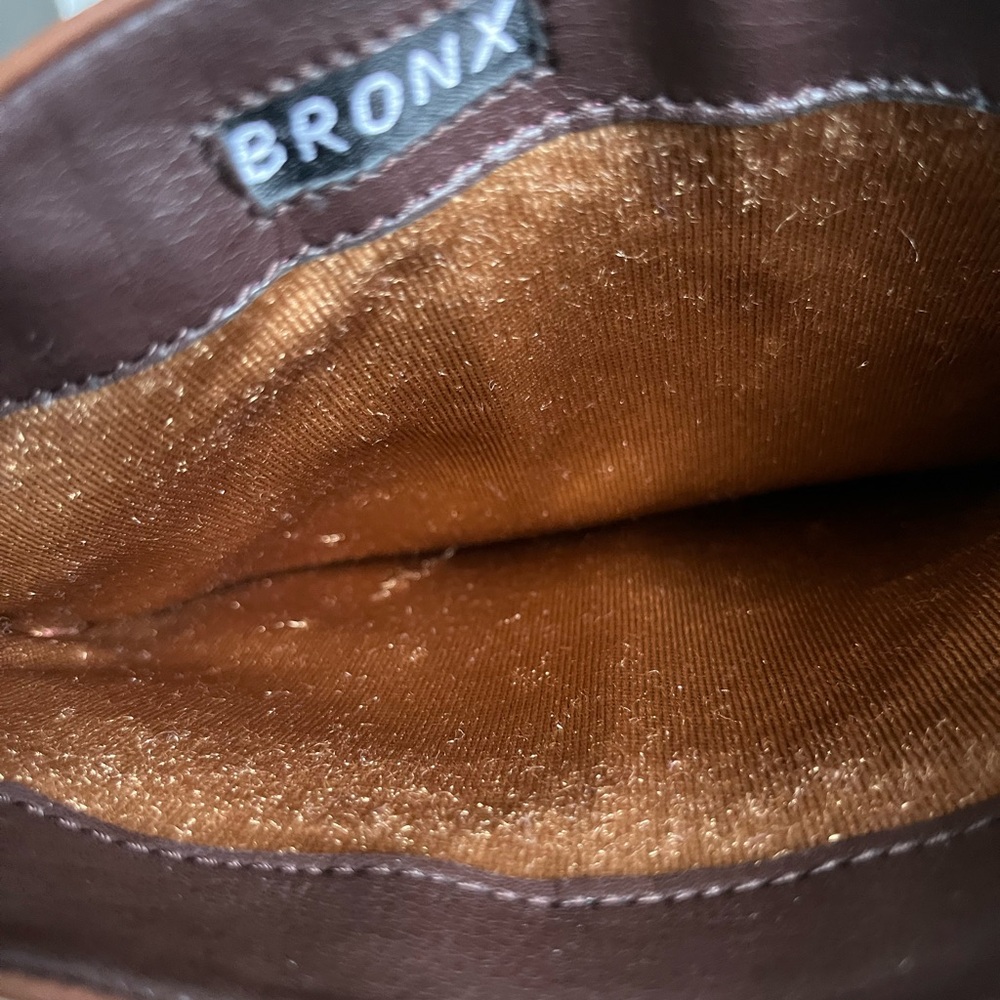 Bronx Suede Leather Tassel Slouchy Scrunched Brown Tall Boots EU Size 40/ - Picture 5 of 16